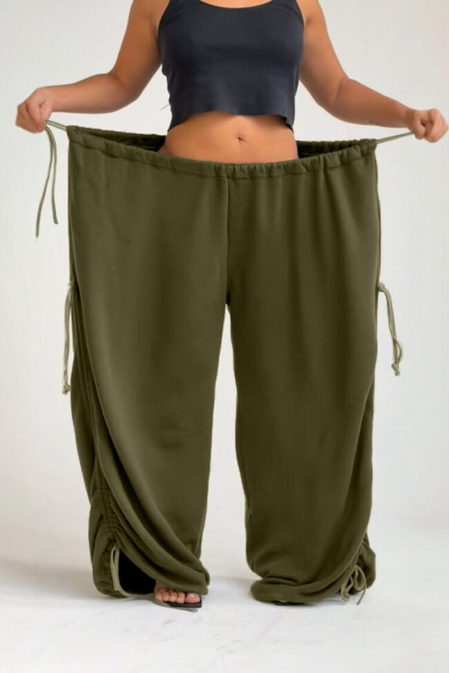 The Cecile Casual Drawstring Loose Wide Leg Pants Detail – La Rose Couture Trousers & Skirts