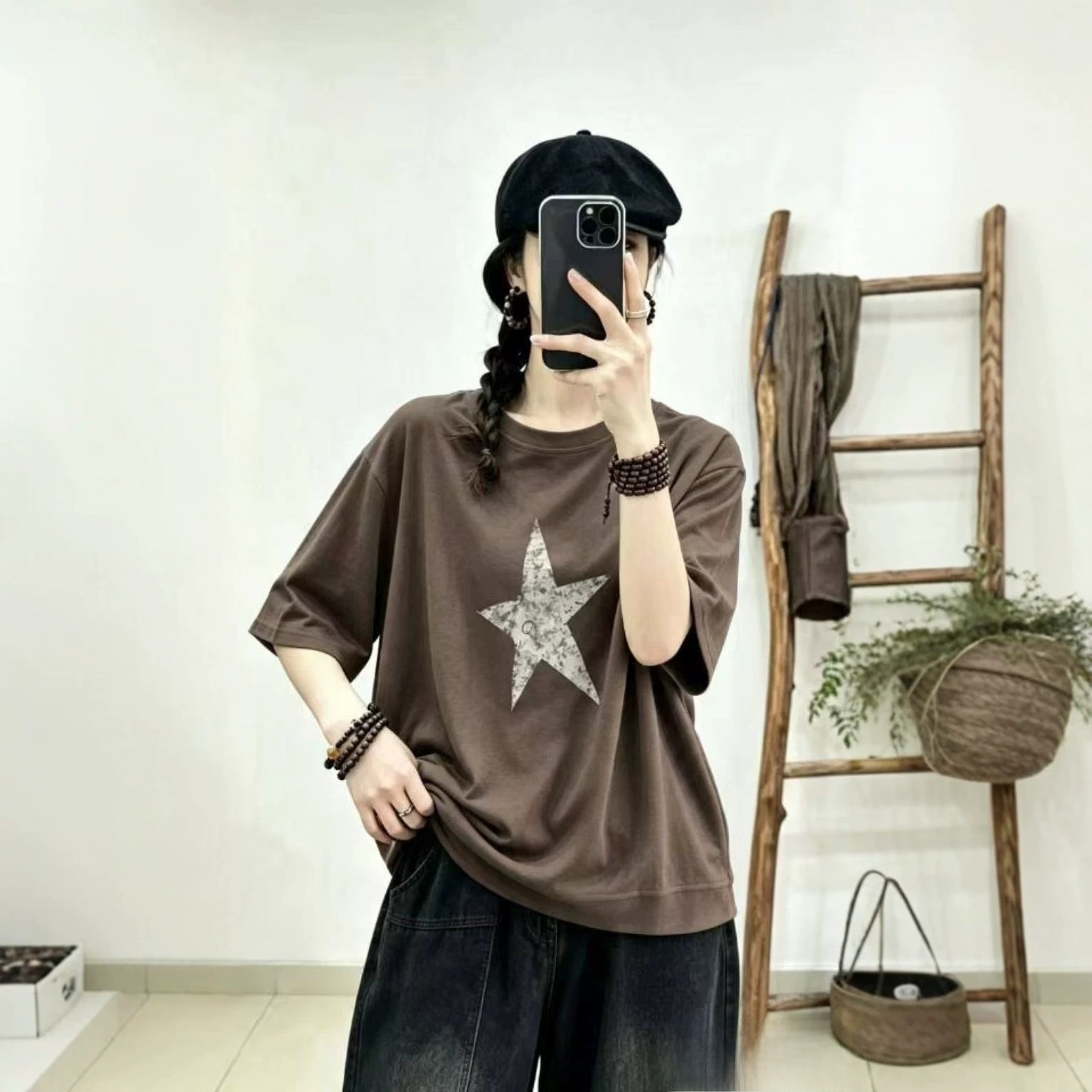 Casual Printed Cotton Blend T-Shirt