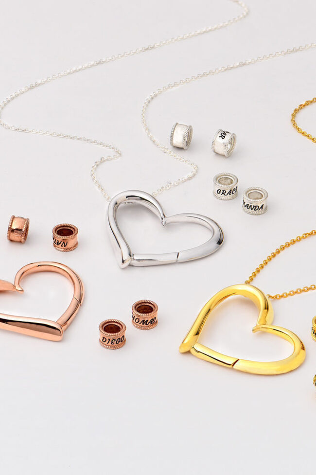The Clarisse Engravable Heart Pendant Beaded Chain Necklace Detail – La Rose Couture Jewellery & Accessories