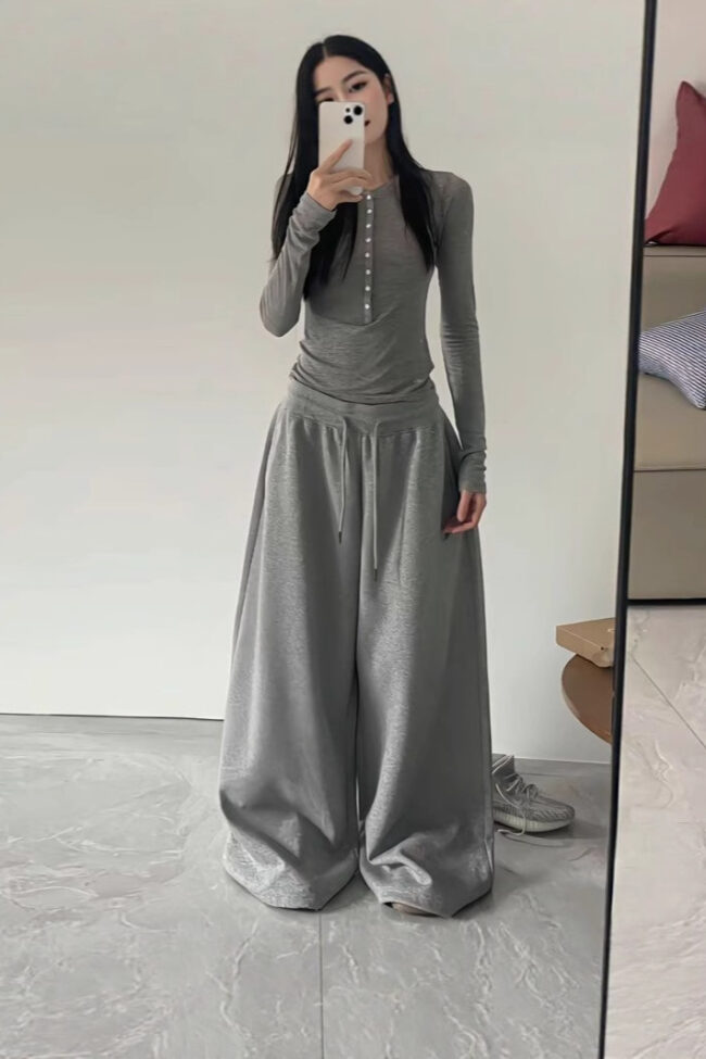 The Jacqueline Casual Retro Wide Leg Loose Hip Hop Streetwear Trousers Detail – La Rose Couture Trousers & Skirts