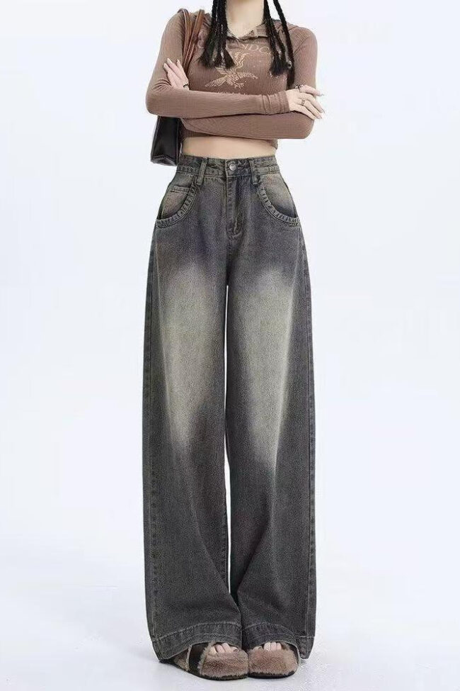 The Justine Gradient Wide Leg Floor Length Jeans – La Rose Couture Trousers & Skirts