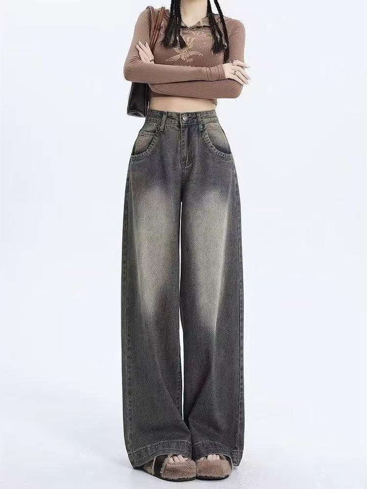 gradient wide-leg floor-length jeans for women