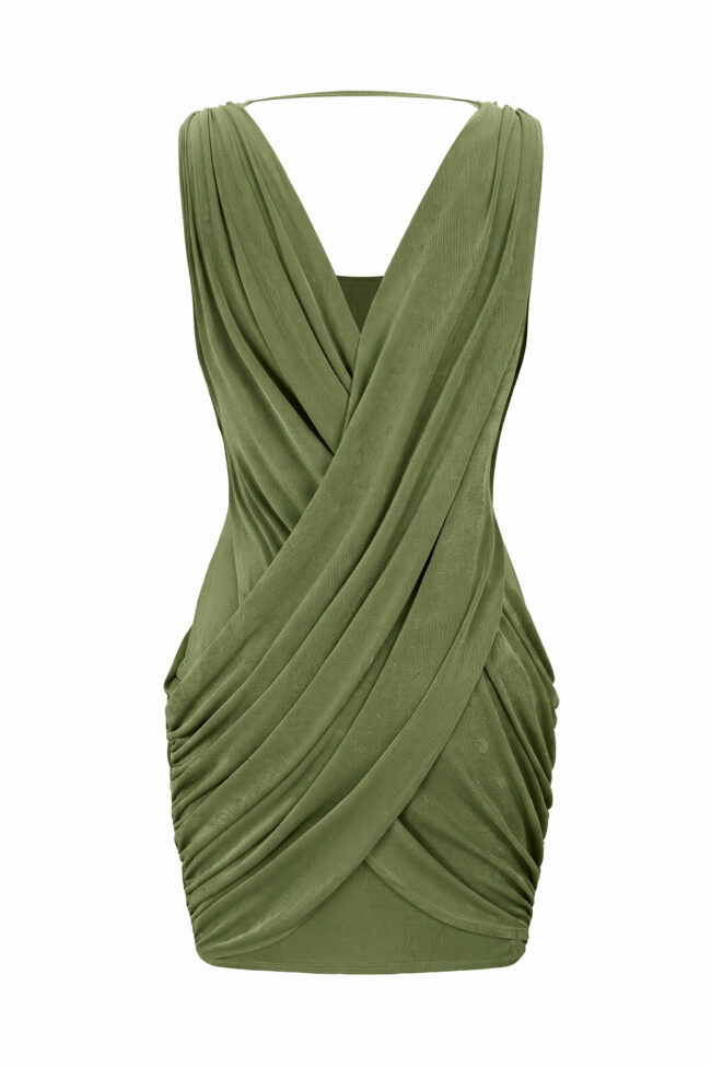 The Nadege Vintage Accordion Pleated V Neck Dress Detail – La Rose Couture Dresses & Gowns