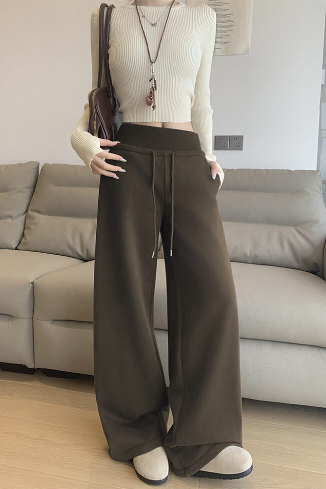 The Constance Fleece Lined High Waist Straight Leg Casual Sweatpants – La Rose Couture Trousers & Skirts