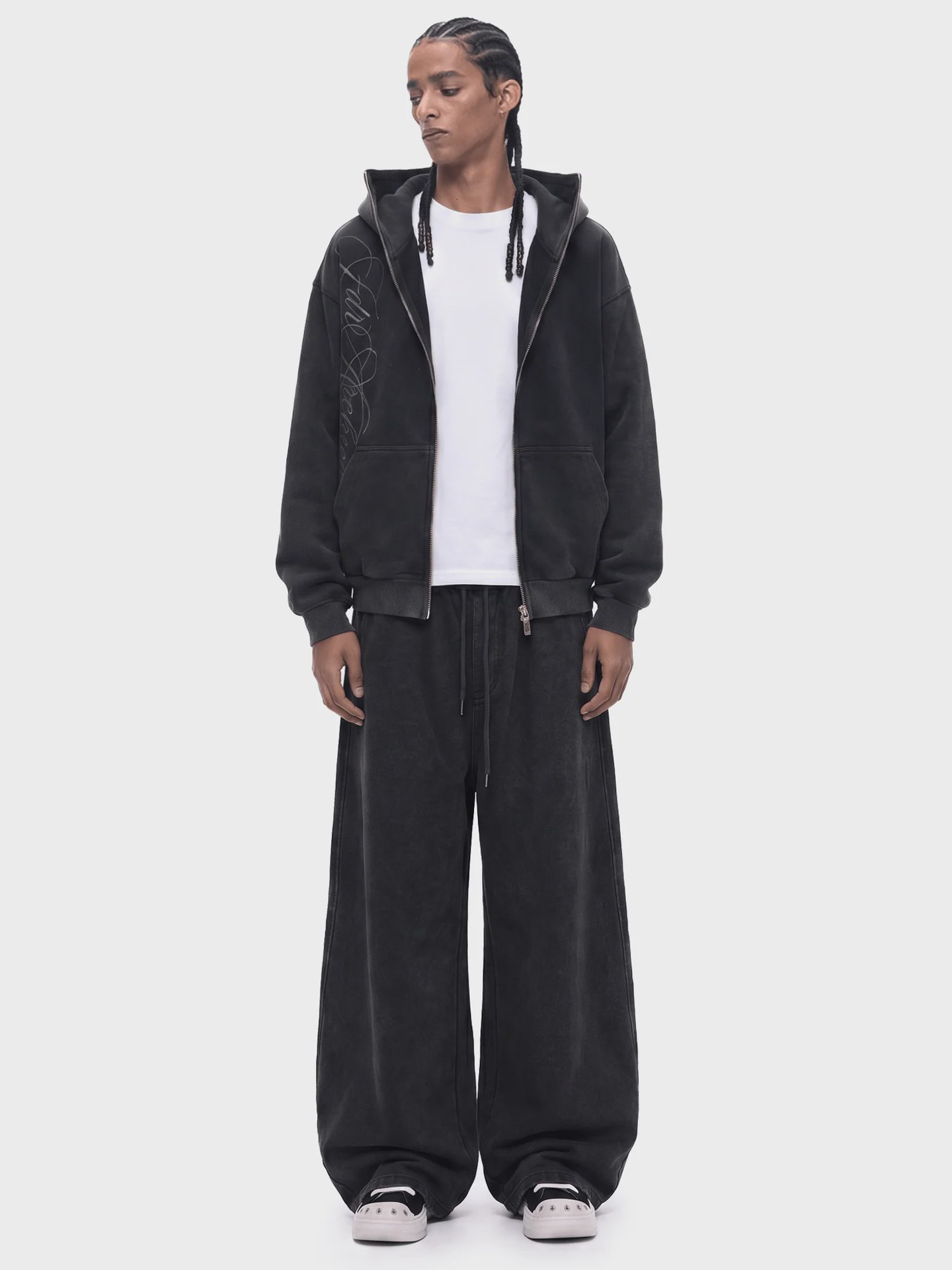 Printed high-neck pullover with hood and zipper vest - Image 5