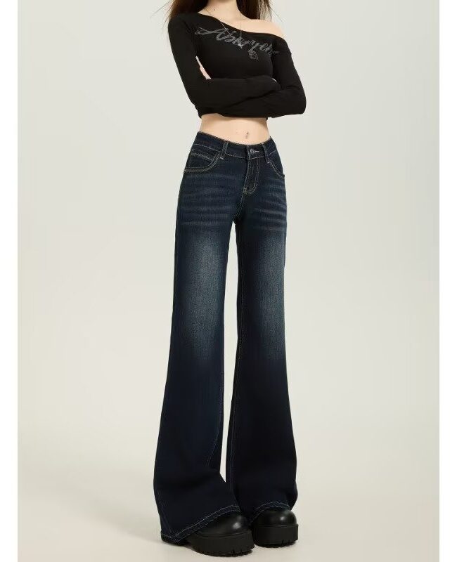 The Clemence Denim Wide Leg Pants Detail – La Rose Couture Trousers & Skirts