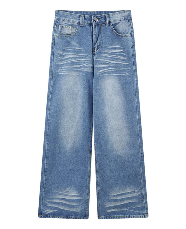 The Emmanuelle High Waisted Wide Leg Denim Trousers Detail – La Rose Couture Trousers & Skirts