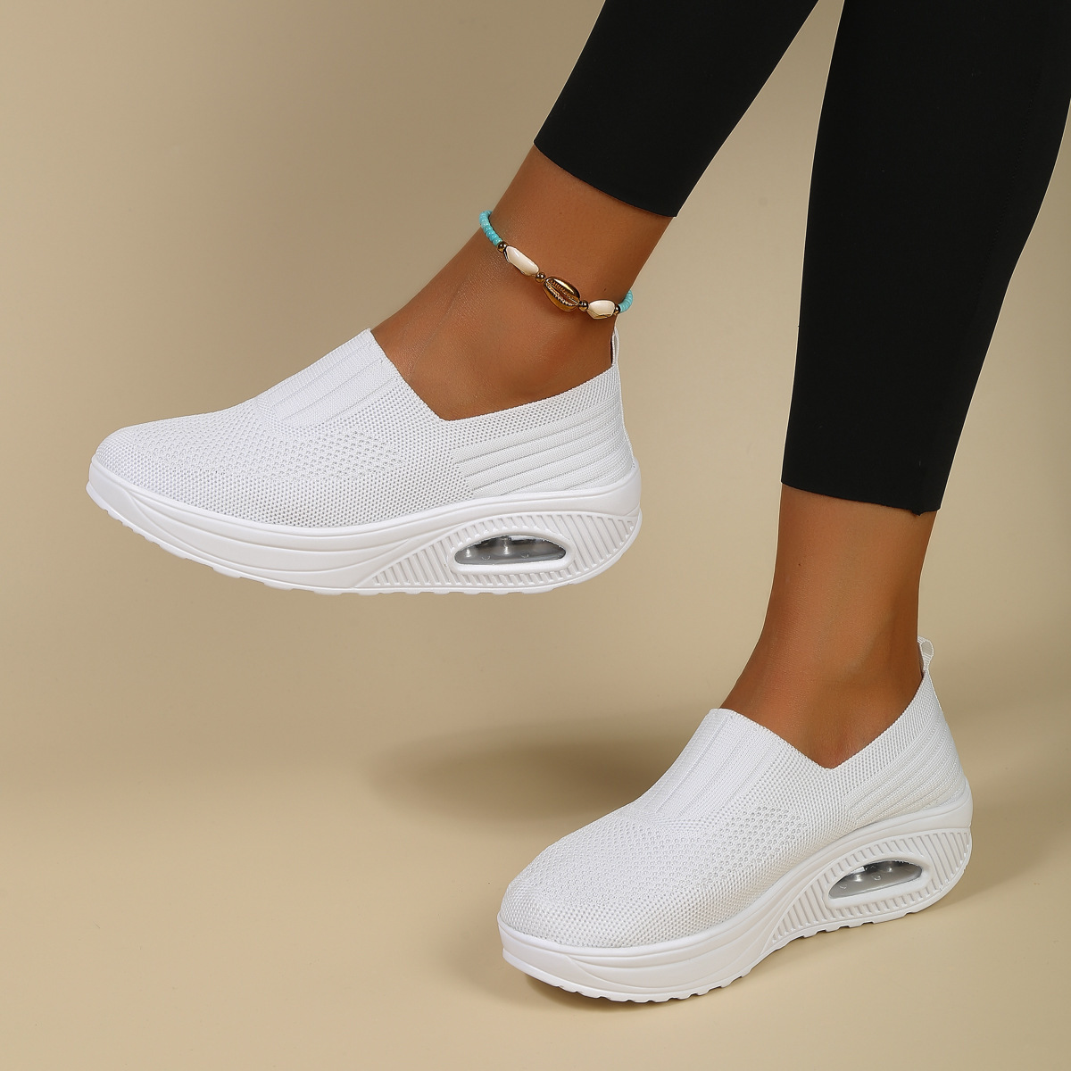 Women Breathable Fly-Knit Slip-On Rocking Shoes with Air Cushion - Image 3