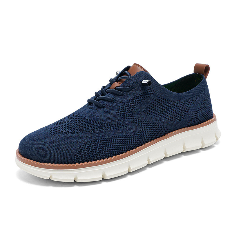 Mens Lightweight Breathable Lace Up Loafers Casual Fly Knit Shoes - Image 2