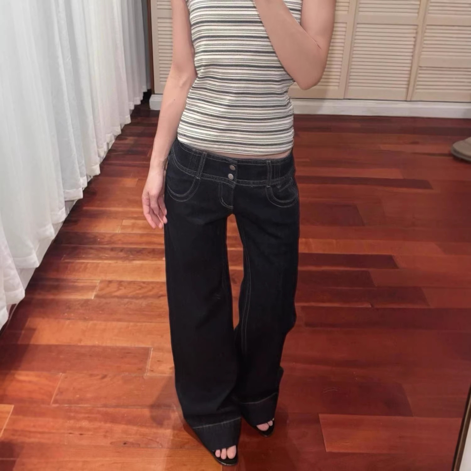 Vintage Washed Flared Denim Jeans