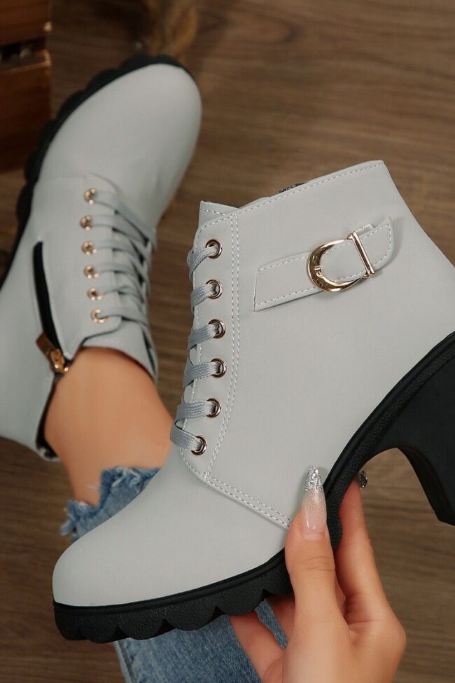 The Leonie High Heel Ankle Boots with Cross Strap Detail – La Rose Couture Shoes & Footwear