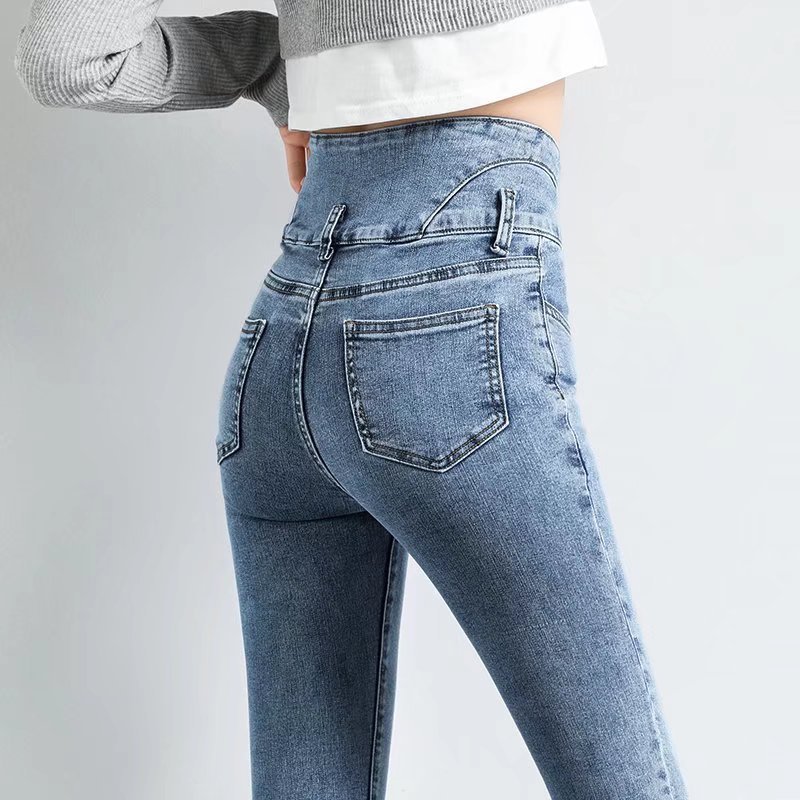 Womens High Waist Fleece Lined Pencil Pants - Image 3
