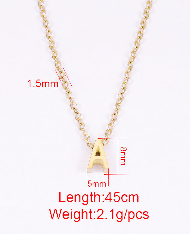 The Florine 26 Letters Alphabet Pendant 18k Gold Plated Stainless Steel Clavicle Chain Necklace Detail – La Rose Couture Jewellery & Accessories