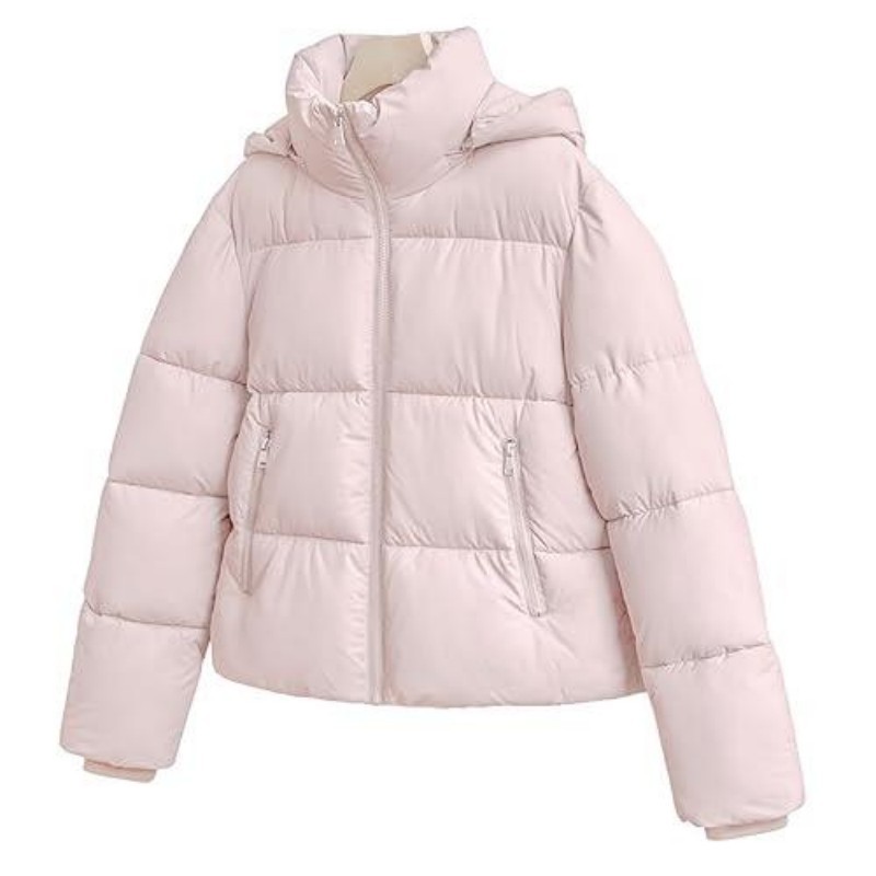 Women's short-sleeved button-down hooded cotton coat - Image 3