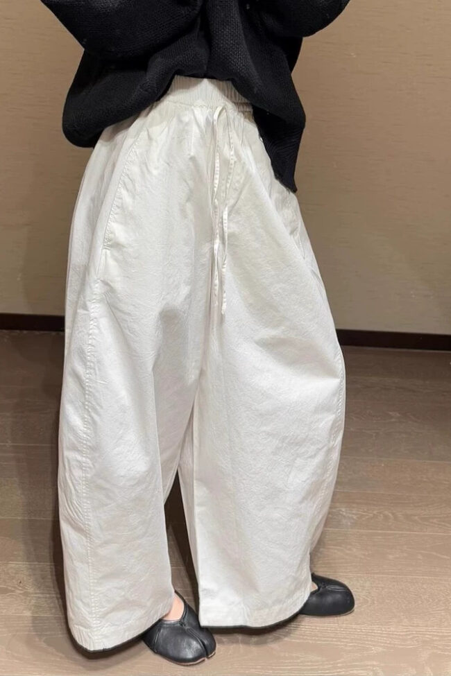 The Clemence Wide Leg Drawstring Elastic Waist Casual Pants – La Rose Couture Trousers & Skirts