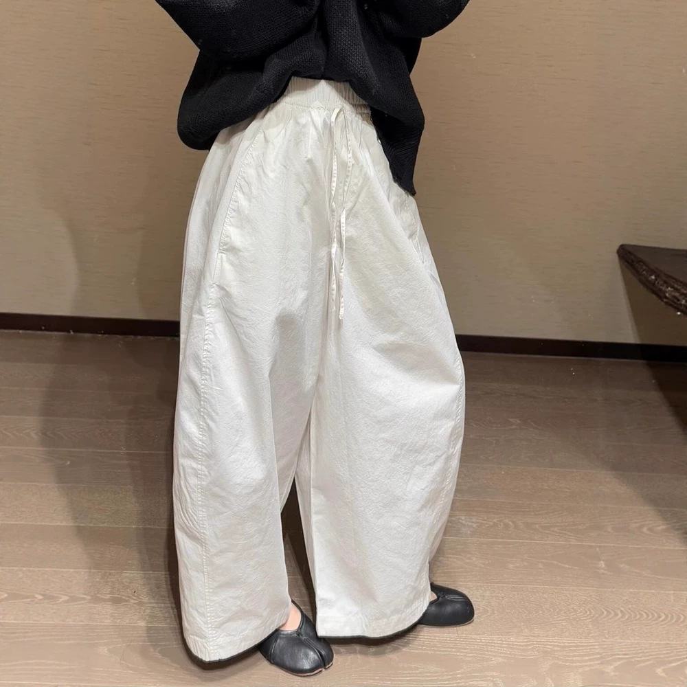 Womens Wide-Leg Drawstring Elastic Waist Casual Pants