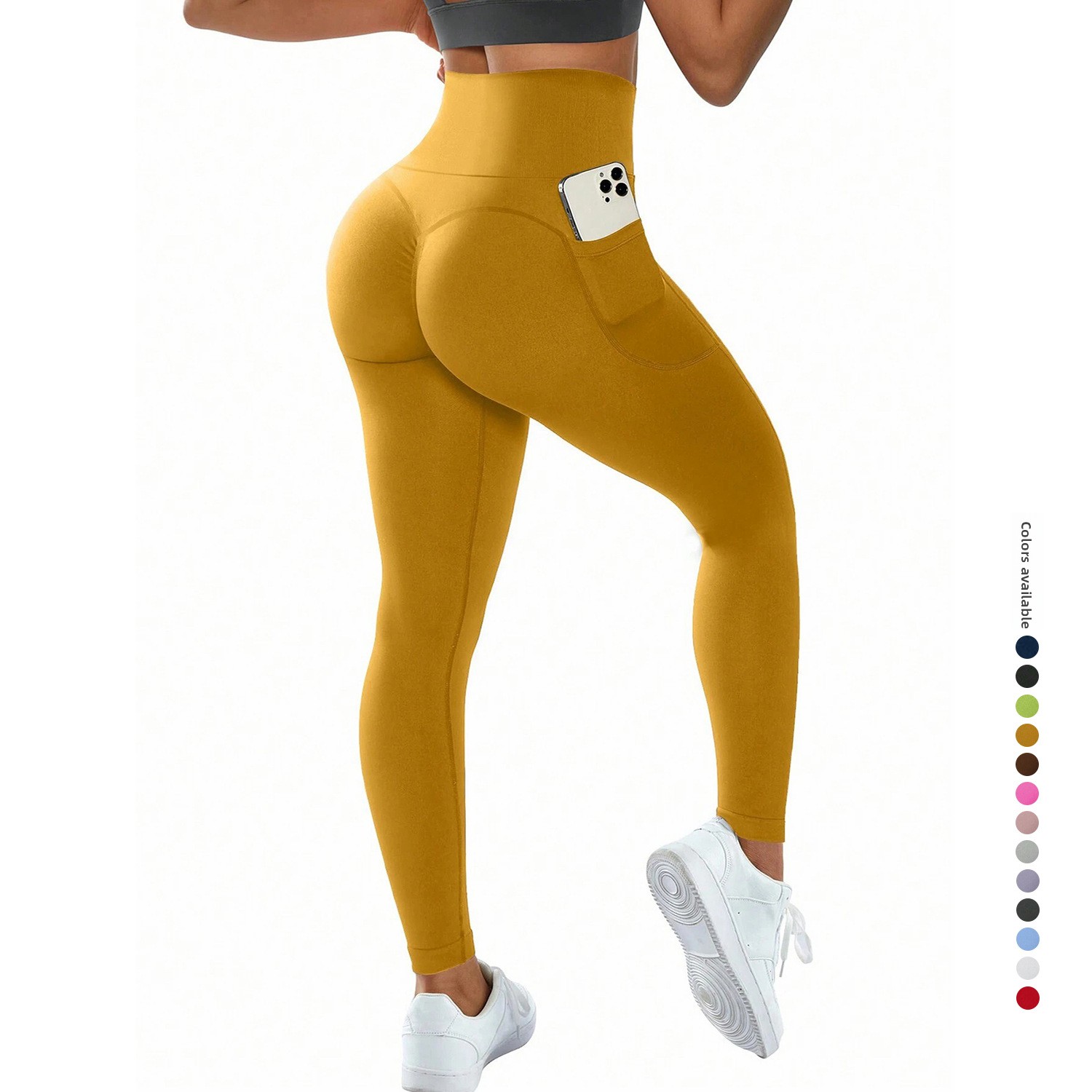 Women's high-waist pocketed athletic leggings - Image 4