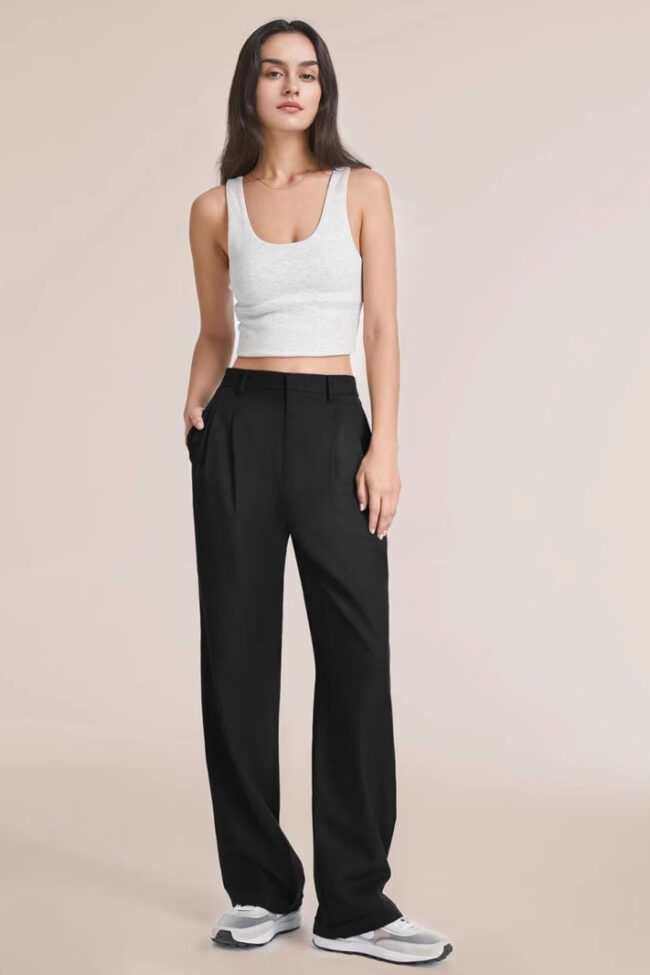 The Amelie High Waisted Wide Leg Pants Detail – La Rose Couture Trousers & Skirts