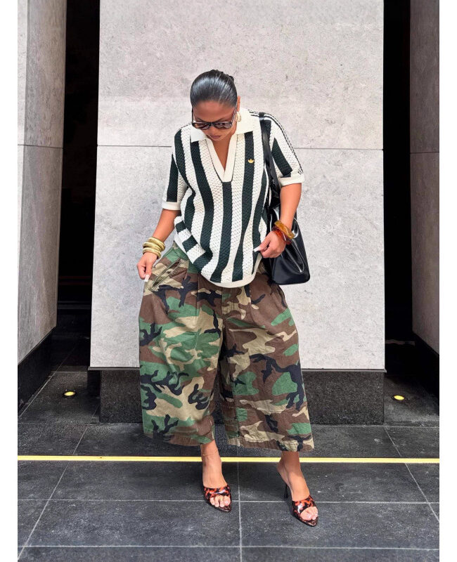 The Clothilde Camouflage Wide Leg Casual Pants Detail – La Rose Couture Trousers & Skirts