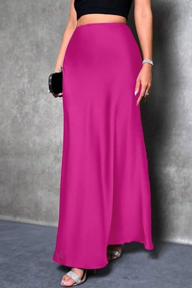 The Sixtine Simple Silk Long Skirt – La Rose Couture Trousers & Skirts