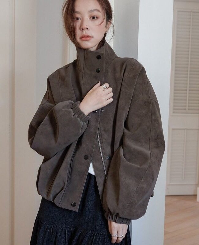 The Dorothee American Style Retro Matte Leather Jacket Detail – La Rose Couture Coats & Jackets