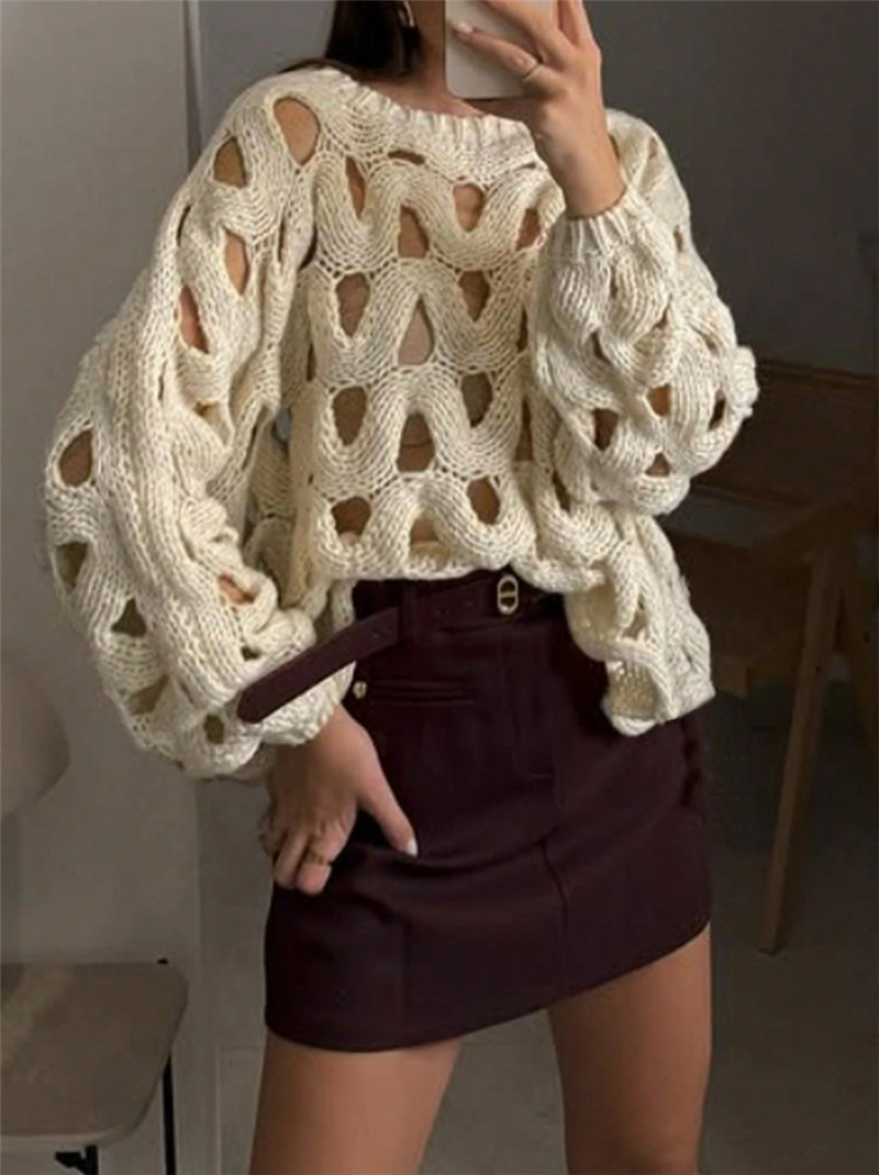 Lace-Panelled Fashionable Polka-Dot Straight Midi Skirt - Image 4