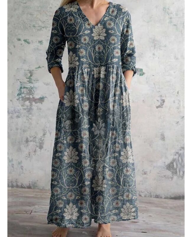 The Coralie Printed Casual Loose Long Sleeve Dress – La Rose Couture Dresses & Gowns