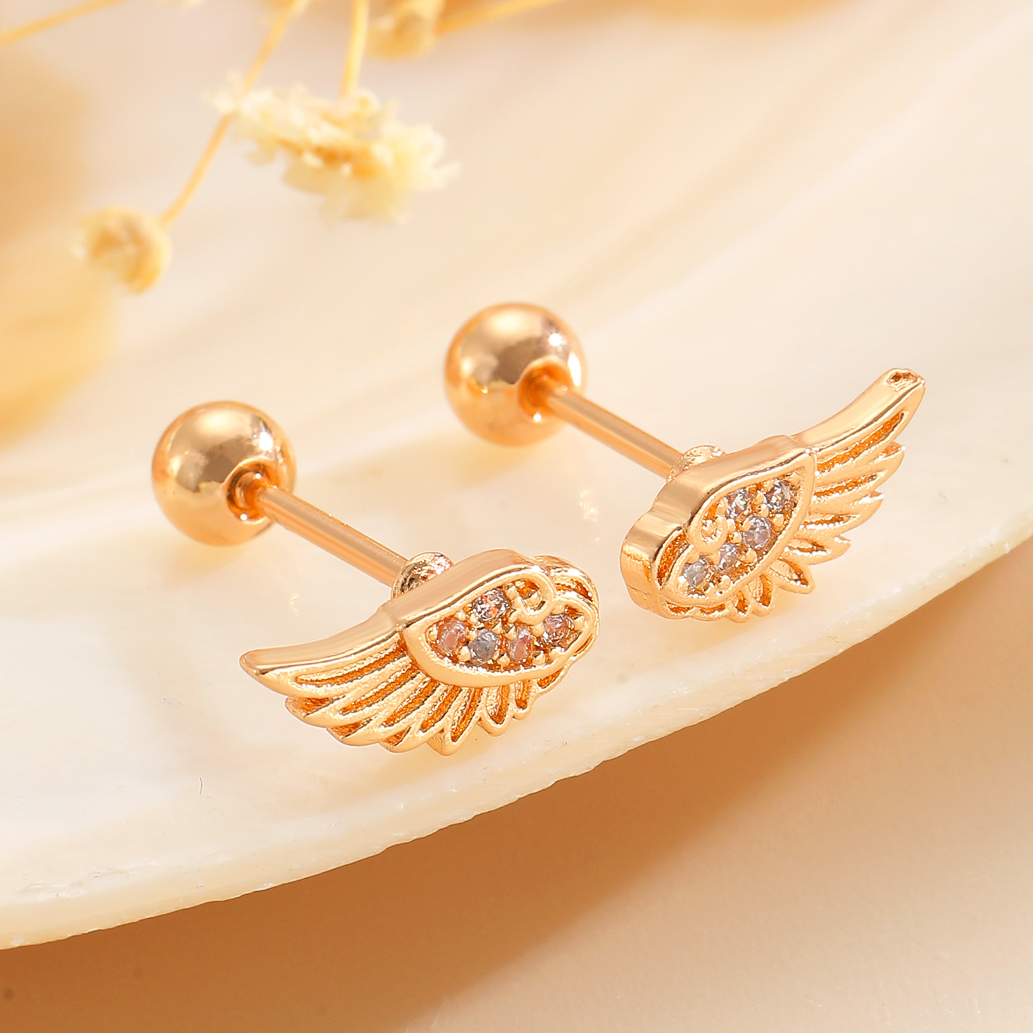 Angel Wing Design Zircon Cartilage Ear Studs - Image 3
