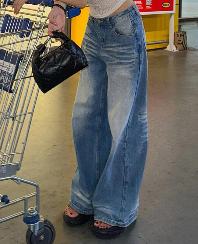 The Emmanuelle High Waisted Wide Leg Denim Trousers Detail – La Rose Couture Trousers & Skirts