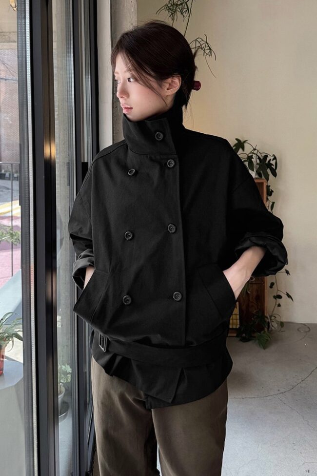 The Garance Double Breasted Windbreaker Jacket Detail – La Rose Couture Coats & Jackets