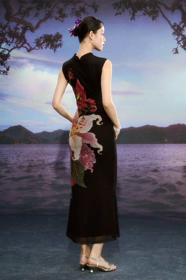 The Marlene Floral Gradient Mesh Cheongsam Dress Detail – La Rose Couture Dresses & Gowns