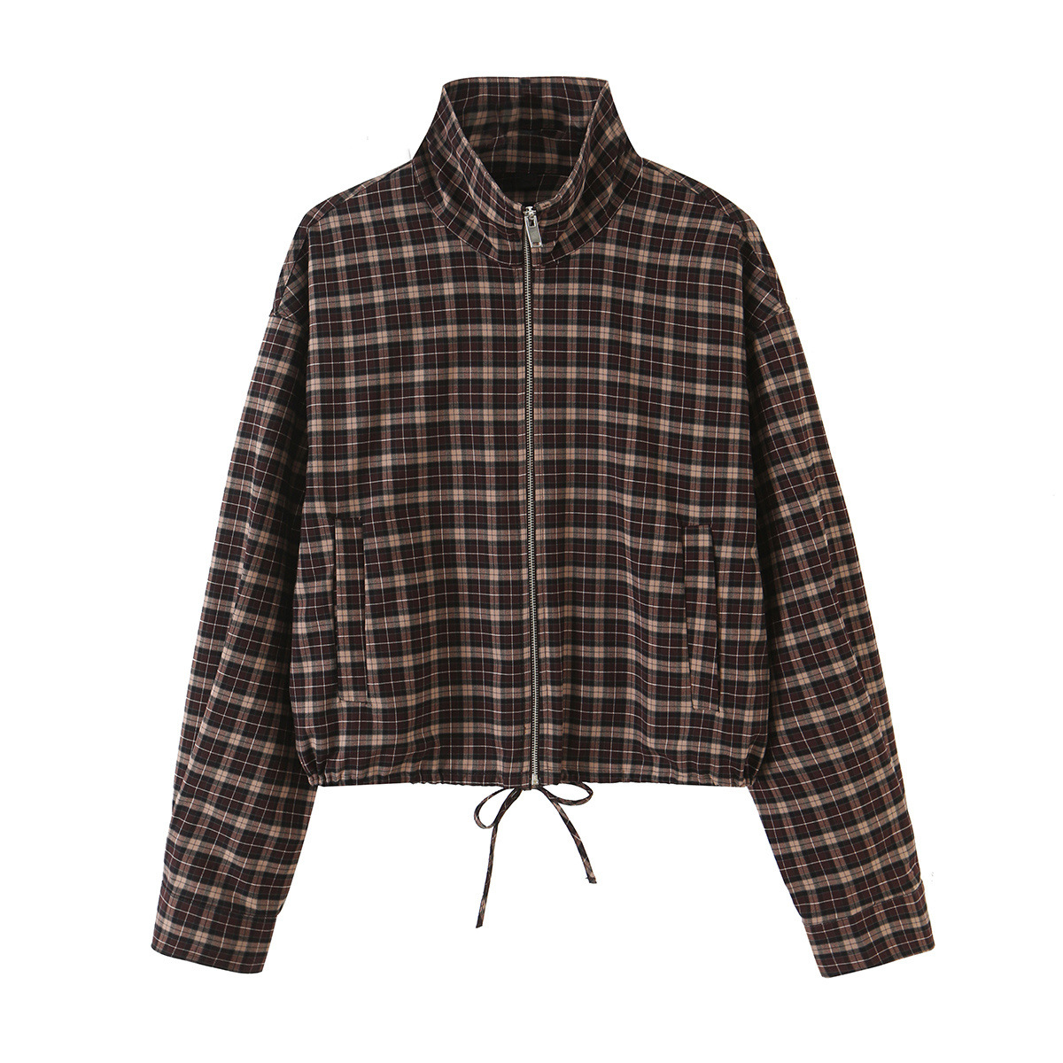 Womens Chain Plaid Jacket and Wide Pleated Skirt Pants Set - Image 2