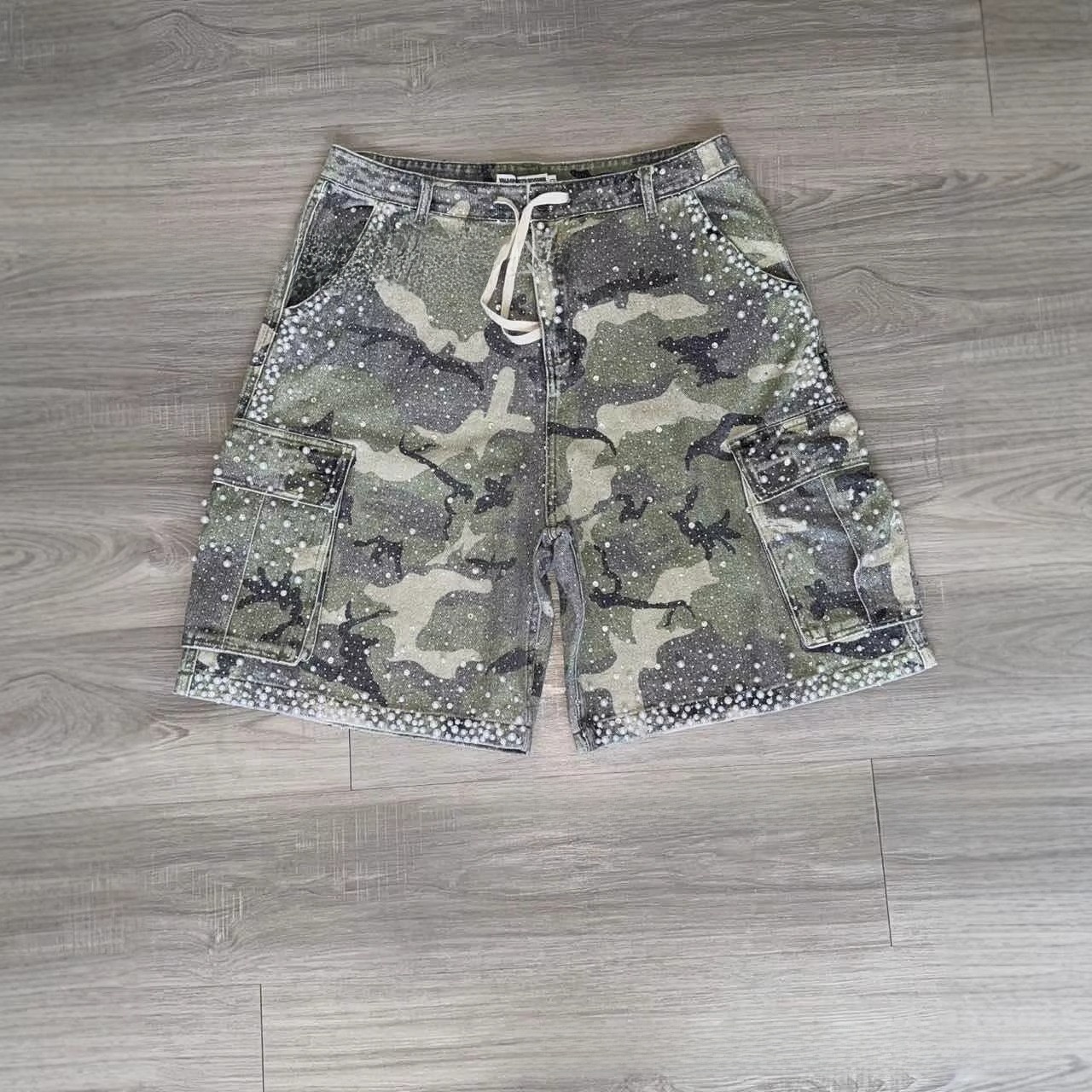 Vintage Rhinestone Denim Shorts - Image 3