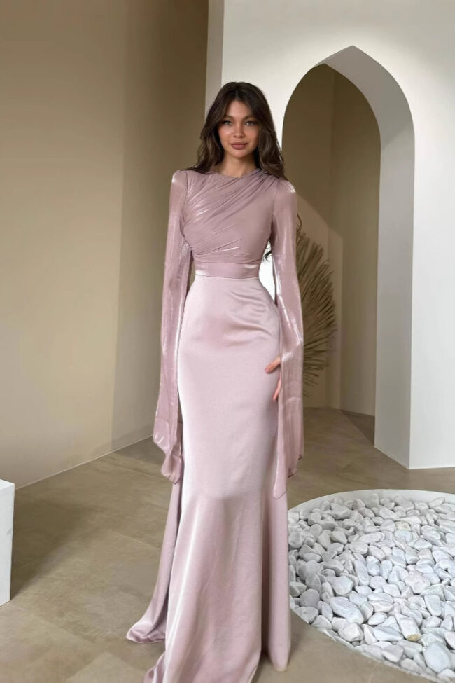 The Valerie Bat Sleeve Dress Detail – La Rose Couture Dresses & Gowns