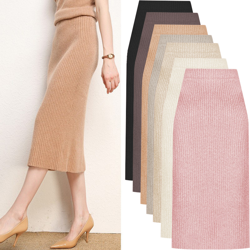 Women's Wool Mid-Length Skirt for Winter